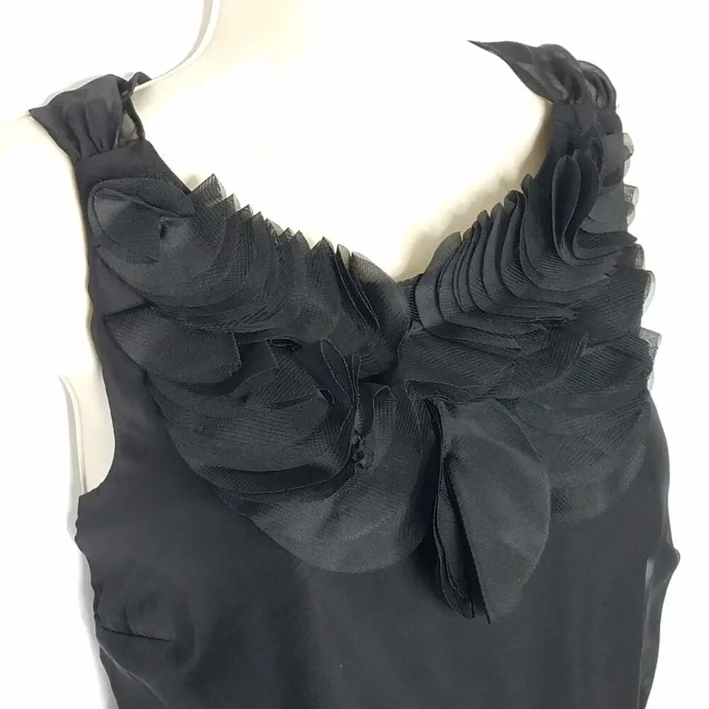 ASOS Black Cocktail Dress Size 2 LBD Blouson Sleeveless Strappy Gauze